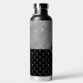 Stijlvol zwart ruitmonogram Crystal Silver Waterfles (Rechts)
