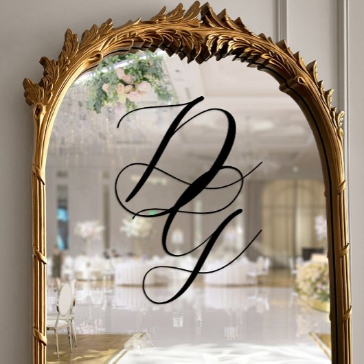 Stijlvol zwart script overlappende monogram bruilo raamsticker