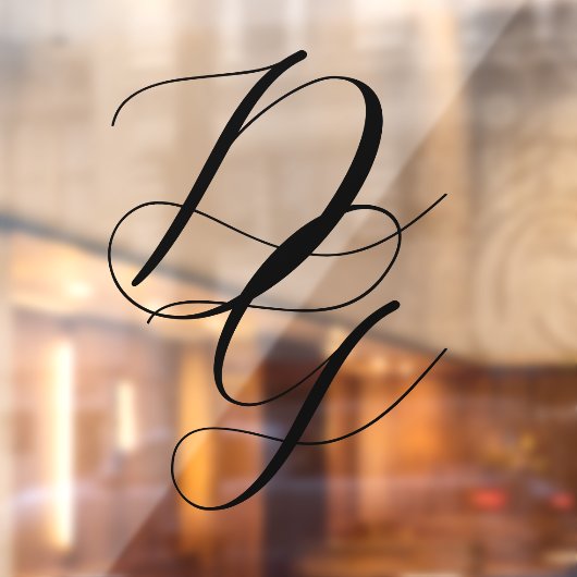 Stijlvol zwart script overlappende monogram bruilo raamsticker (Vel 2)