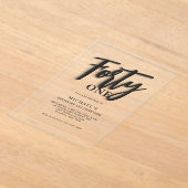 Stijlvol zwart script veertig 40e volwassene verja acryl uitnodigingen (Laagn)