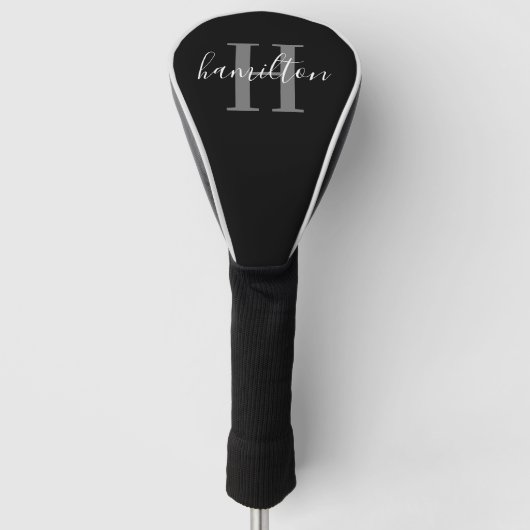 Stijlvol zwart-wit, aangepast monogram, Initiaal Golfheadcover (Voorkant)