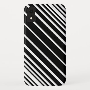 Stijlvol zwart-wit diagonaal streekpatroon iPhone XR hoesje