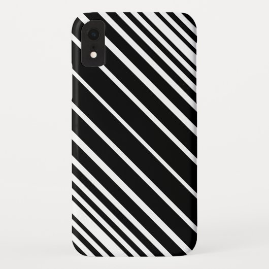 Stijlvol zwart-wit diagonaal streekpatroon Case-Mate iPhone case (Achterkant)