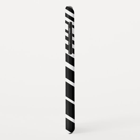 Stijlvol zwart-wit diagonaal streekpatroon Case-Mate iPhone case (Achterkant/links)