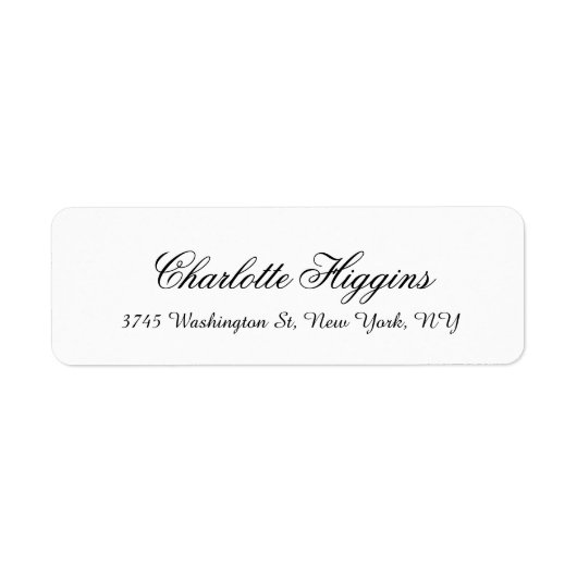 Stijlvol zwart wit effen elegant uniek script etiket (Voorkant)
