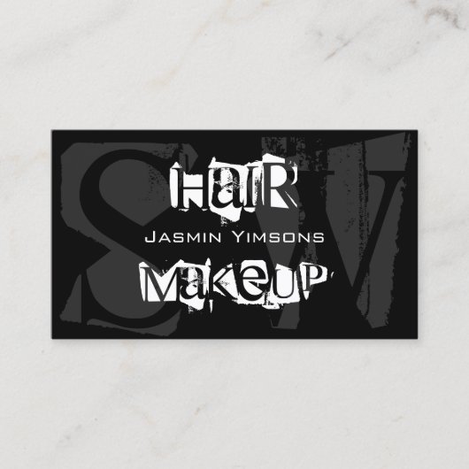 Stijlvol zwart wit en grijs met Initialen modern Visitekaartje (Voorkant)