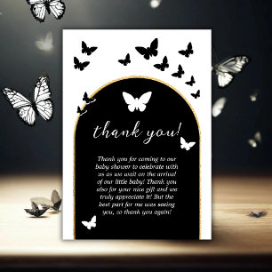 Stijlvol zwart-wit genderneutraal Baby shower Bedankkaart