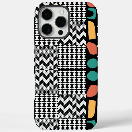 Stijlvol zwart-wit Grieks, kleurrijk Abstract Case-Mate iPhone Case (Achterkant)
