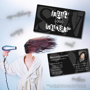 Stijlvol zwart wit grijs met foto-Logo monogram Visitekaartje