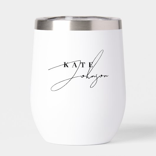 Stijlvol zwart wit handtekening script monogram (Achterkant)