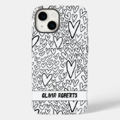 Stijlvol zwart-wit harten patroon personaliseren Case-Mate iPhone case (Achterkant)