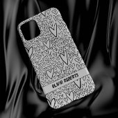 Stijlvol zwart-wit harten patroon personaliseren Case-Mate iPhone case
