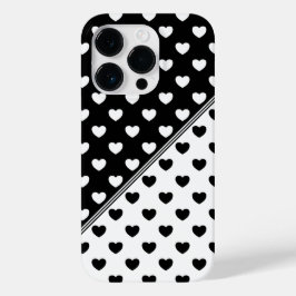 Stijlvol zwart-wit hartenpatroon Case-Mate iPhone 14 pro hoesje