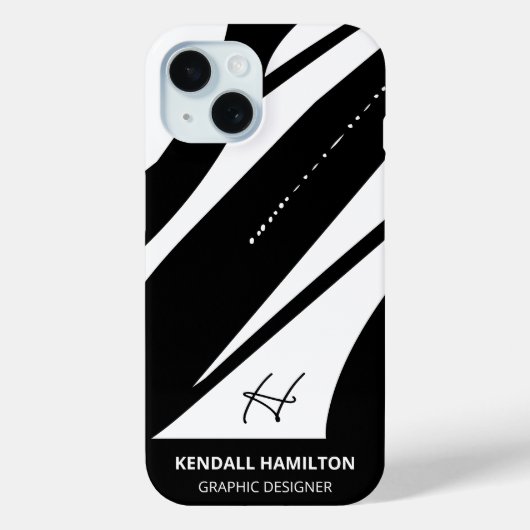 Stijlvol zwart-wit Modern Monogram Abstract Case-Mate iPhone Case (Achterkant)