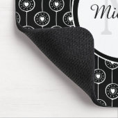 Stijlvol zwart-wit monogram met naam muismat (Hoek)