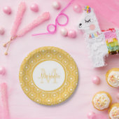 Stijlvol zwart-wit monogram met naam papieren bordje (Feest)