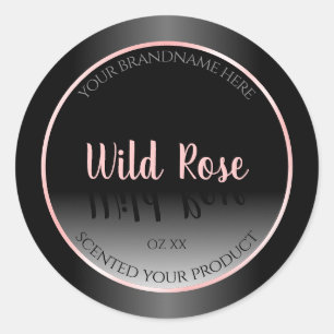 Stijlvol zwart-wit-productlabels Roze Lijst Ronde Sticker