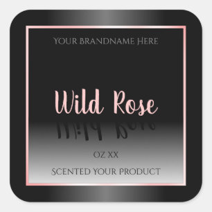 Stijlvol zwart-wit-productlabels Roze Lijst Vierkante Sticker