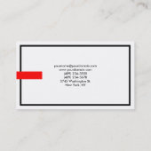 Stijlvol zwart-wit rood-modern visitekaartje (Achterkant)