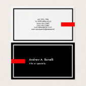 Stijlvol zwart-wit rood-modern visitekaartjes (Buitenkant ongevouwen)