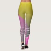 Stijlvol zwart-wit, roze, gele gradiënt werkout leggings (Achterkant)