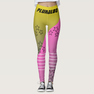 Stijlvol zwart-wit, roze, gele gradiënt werkout leggings