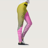 Stijlvol zwart-wit, roze, gele gradiënt werkout leggings (Rechts)