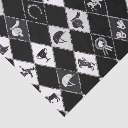Stijlvol zwart wit ruiter diamantpatroon tissuepapier (Detail)