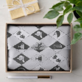 Stijlvol zwart wit ruiter diamantpatroon tissuepapier (Geschenk)
