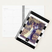 Stijlvol zwart-wit stripesmonogram planner (Display)