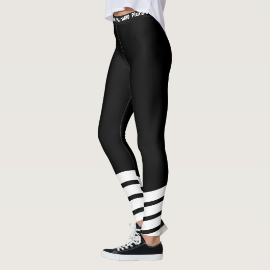 Stijlvol zwart wit werkuiteinde leggings (Links)