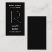 Stijlvol zwart wit zwart monogram Visitekaartje (Voorkant / Achterkant)