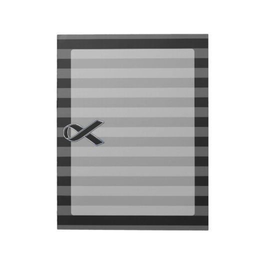 Stijlvol Zwarte Lint Bewustzijn Verticale Strepen Notitieblok (Gedraaid)