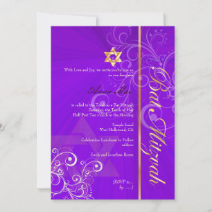 Stijlvol zwoerd Bat Mitzvah/indigo/goud Kaart