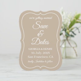 STIJLVOLE EENVOUDIGE MODERNE MINIMALISTISCHE BEIGE SAVE THE DATE