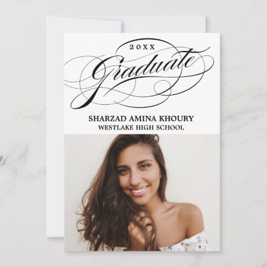 STIJLVOLE ELEGANTE SCRIPT 2 AFSTUDEERFEEST UITNODI KAART (Voorkant)