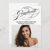 STIJLVOLE ELEGANTE SCRIPT 2 AFSTUDEERFEEST UITNODI KAART (Voorkant / Achterkant)
