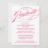 STIJLVOLE ELEGANTE SCRIPT AFSTUDEERFEEST UITNODIGI KAART (Voorkant)