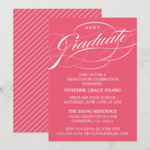 STIJLVOLE ELEGANTE SCRIPT AFSTUDEERPARTY UITNODIGI KAART