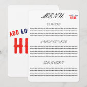STIJLVOLE MODERNE AANPASBARE WITTE GECERTIFICEERDE MENU (Voorkant / Achterkant)