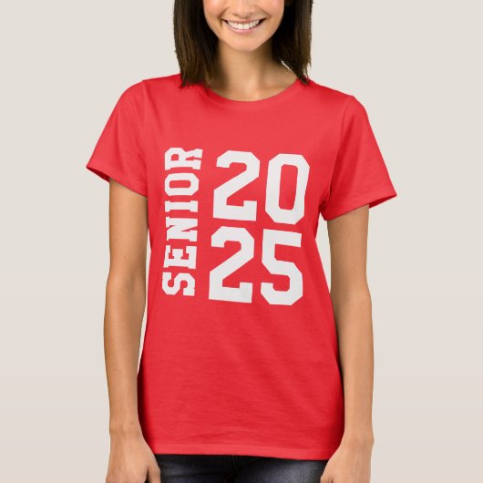 Stijlvolle 2024 Senior Bold School Logo Rood T-shirt (Voorkant)