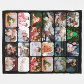 Stijlvolle 24 fotocollage zwart fleece deken (Voorkant (Horizontaal))
