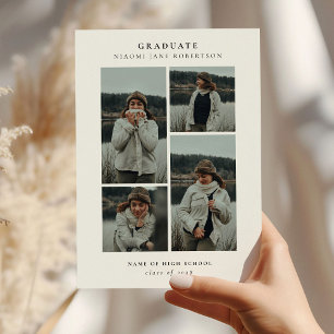Stijlvolle 4 foto collage afstudeercadeau  aankondiging