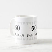 Stijlvolle 50 & Fabulous Silver Black Typografie Koffiemok (Voorkant links)