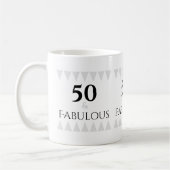 Stijlvolle 50 & Fabulous Silver Black Typografie Koffiemok (Links)