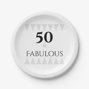 Stijlvolle 50 & Fabulous Typography Silver Black Papieren Bordje
