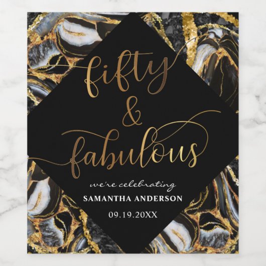 Stijlvolle 50ste verjaardag 50 & Fabulous Wijn Etiket (Enkel label)