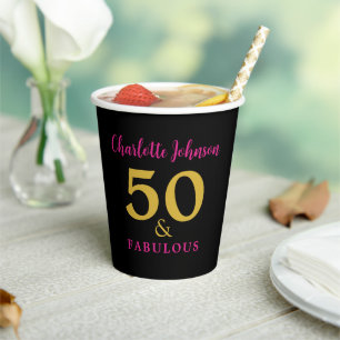 Stijlvolle 50ste verjaardagsfeest Black Gold op ma Papieren Bekers