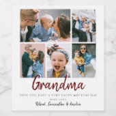 Stijlvolle 5 foto collage Moederdag Wijn Etiket (Enkel label)