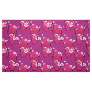 stijlvolle 70s retro mod fabric - Kat kitten Fabri Stof